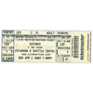 2009 Beyonce Full Complete Concert Ticket Stub Seattle WA